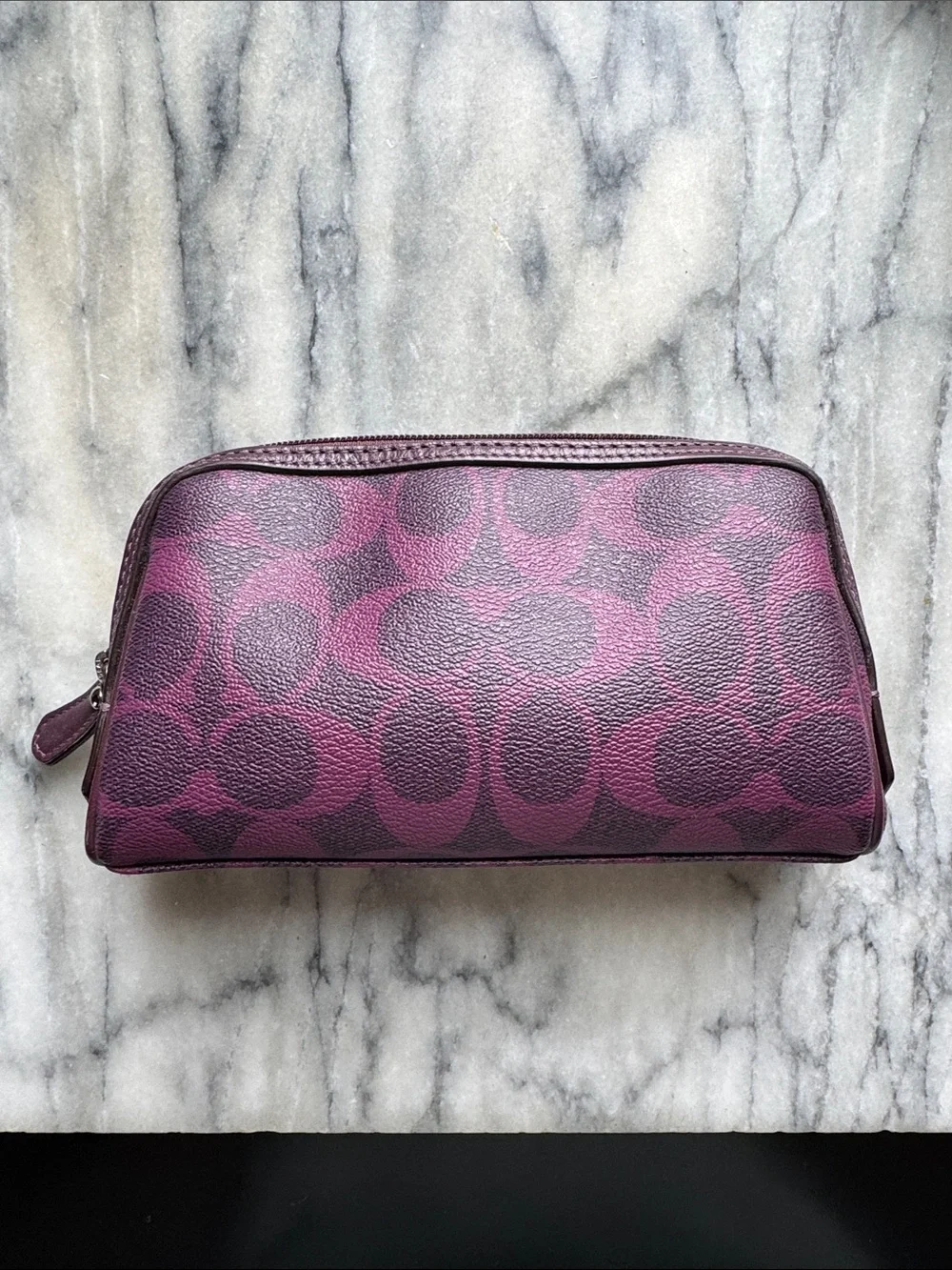 Coach Plum Logo Cosmetic Pouch